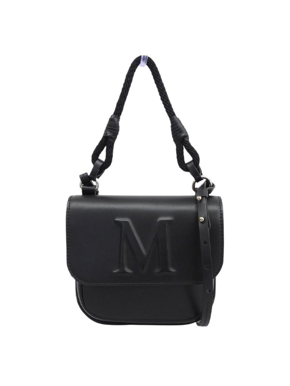 Max Mara Leather M 2-Way Shoulder Pouch Handbag Black